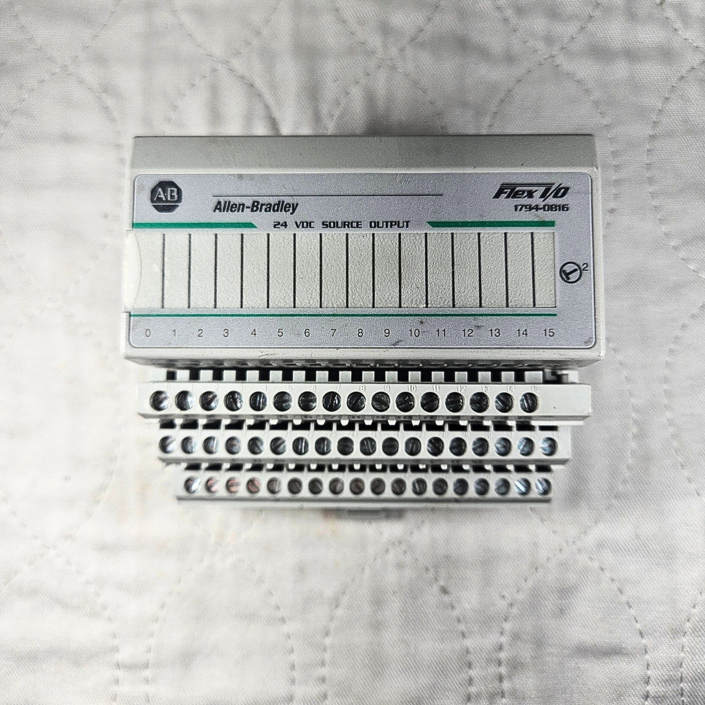 Allen-Bradley 1794-OB16 output module for industrial automation and MRO PLC I/O applications. American Industrial Parts Group.