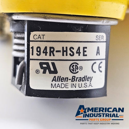 Allen-Bradley 194R-HS4E Series A 194R rotary disconnect switch operating handle red/yellow with defeater for industrial control panels