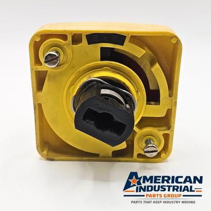 Allen-Bradley 194R-HS4E Series A 194R rotary disconnect switch operating handle red/yellow with defeater for industrial control panels