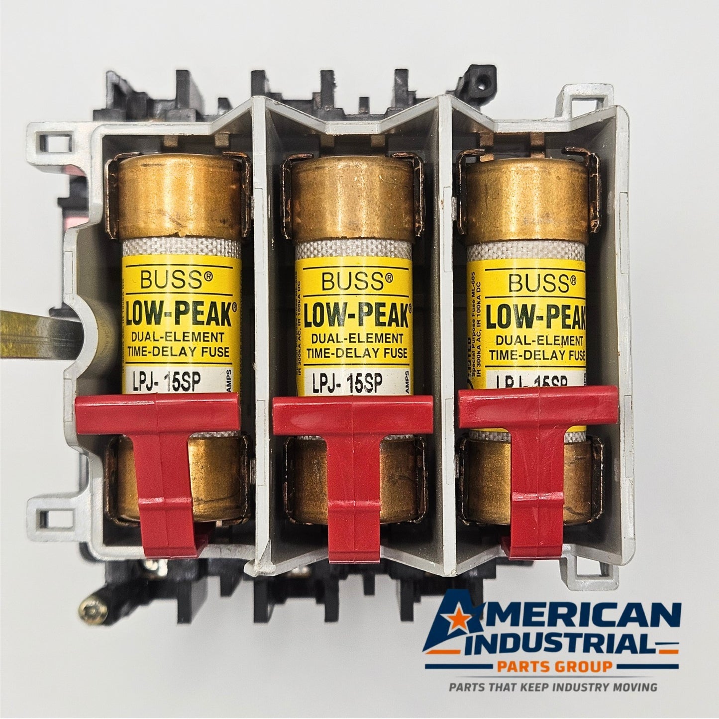 Allen-Bradley 194R-NJ030P3 fused molded case switch with Buss LPJ-15SP fuses for industrial electrical panels and motor disconnect applications