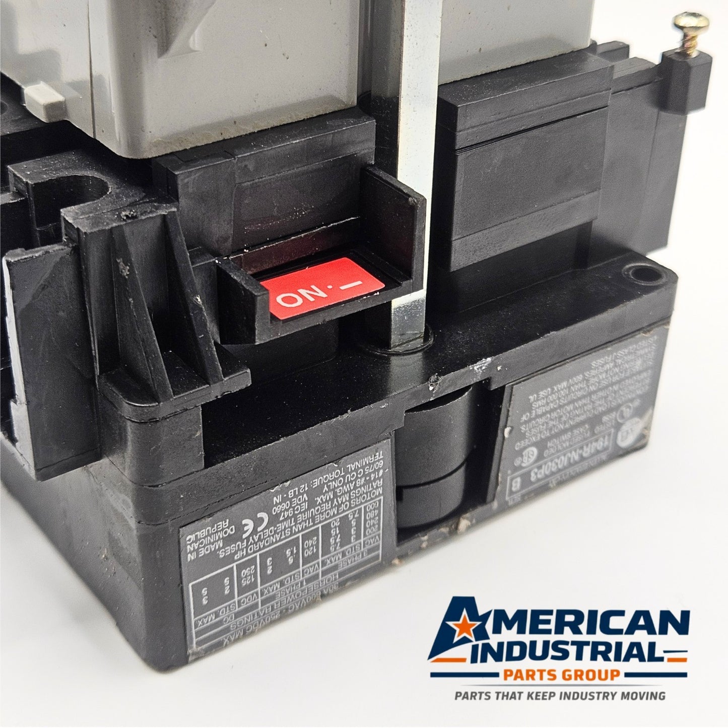 Allen-Bradley 194R-NJ030P3 fused molded case switch with Buss LPJ-15SP fuses for industrial electrical panels and motor disconnect applications