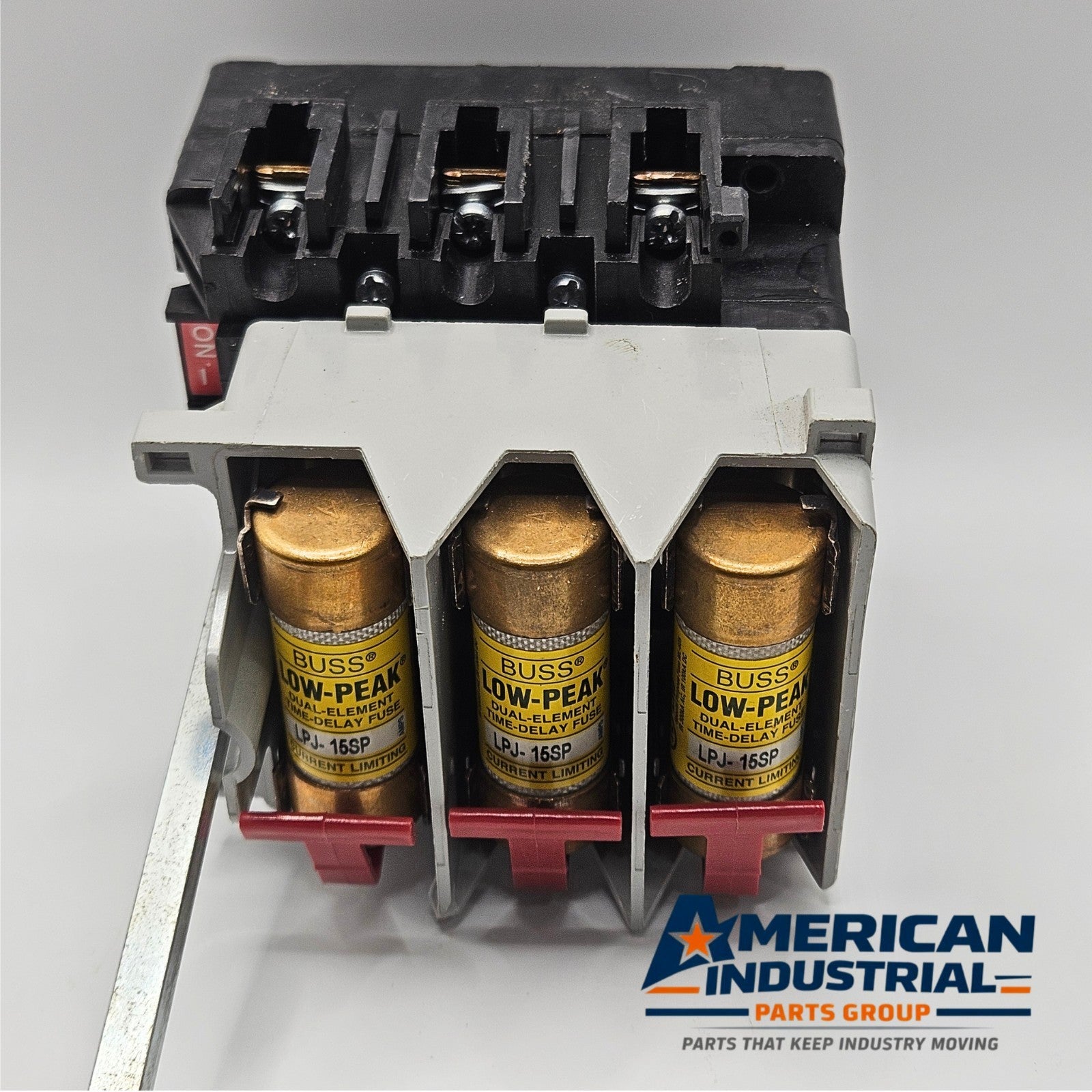 Allen-Bradley 194R-NJ030P3 fused molded case switch with Buss LPJ-15SP fuses for industrial electrical panels and motor disconnect applications