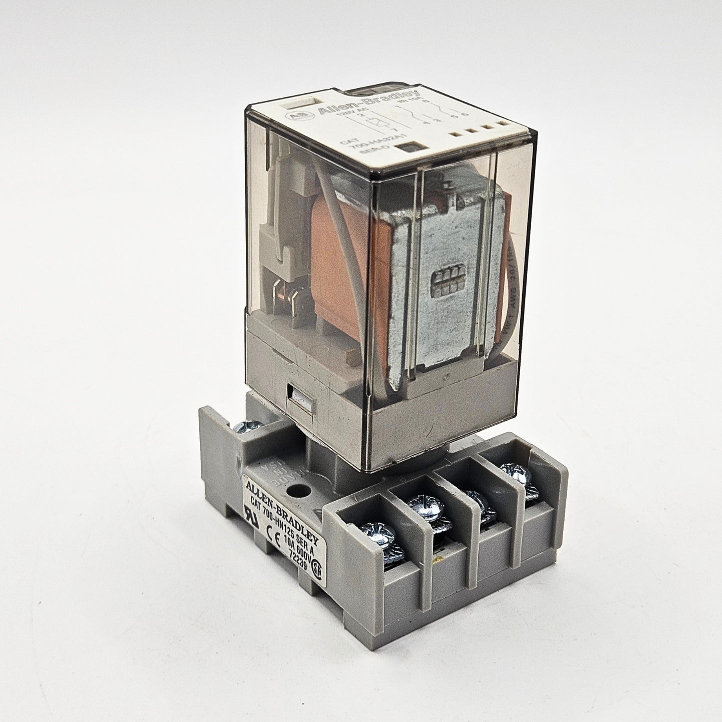 Allen-Bradley 700-HA32A1-4 plug-in relay with 700-HN125 socket 120VAC for industrial control panels and motor control systems