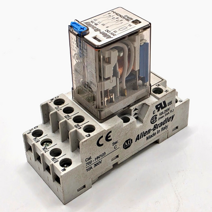 Allen-Bradley 700-HC24Z24-3-4 ice cube relay 24VDC 4PDT with 700-HN103 DIN rail socket for control panels from American Industrial Parts Group