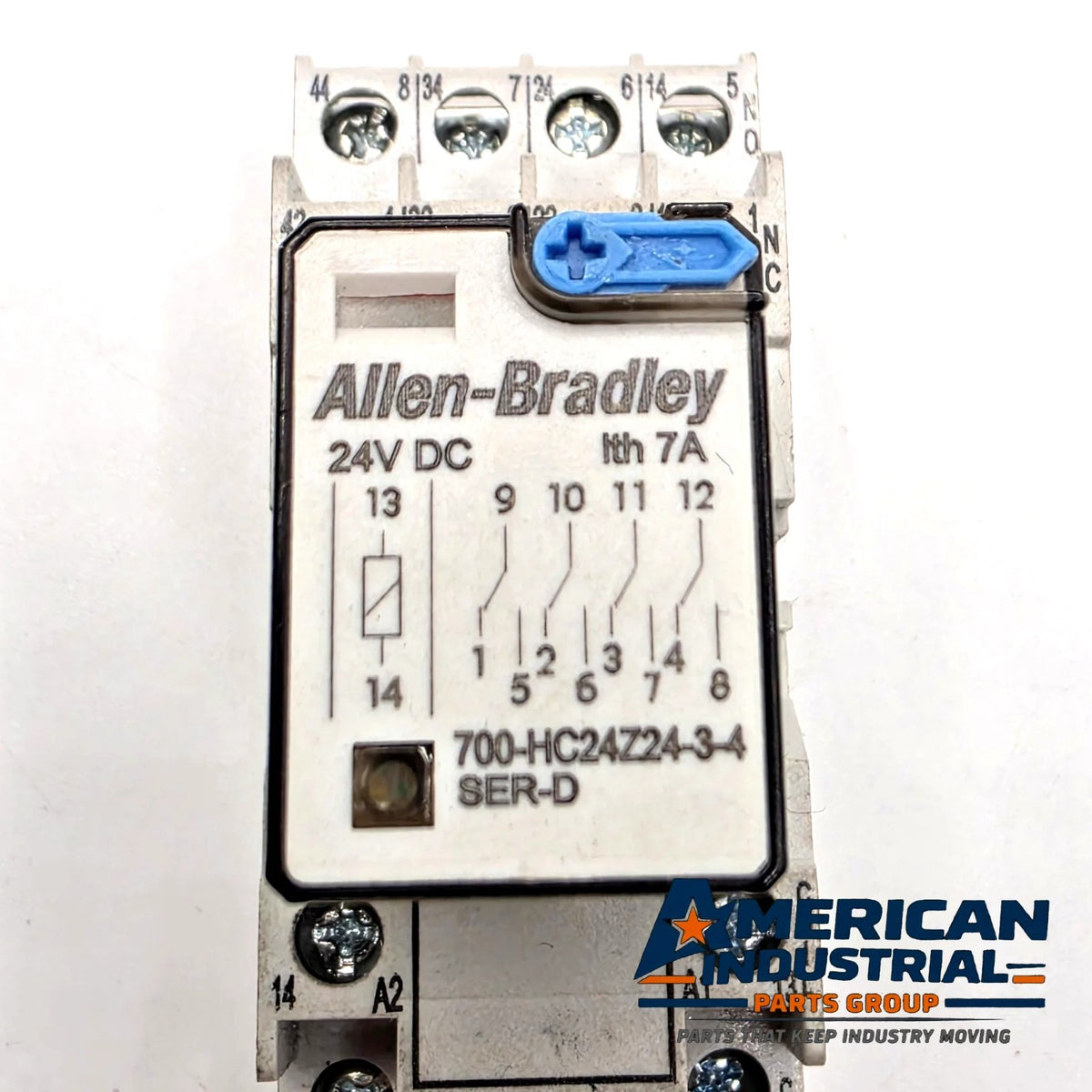 Allen-Bradley 700-HC24Z24-3-4 ice cube relay 24VDC 4PDT with 700-HN103 DIN rail socket for control panels from American Industrial Parts Group