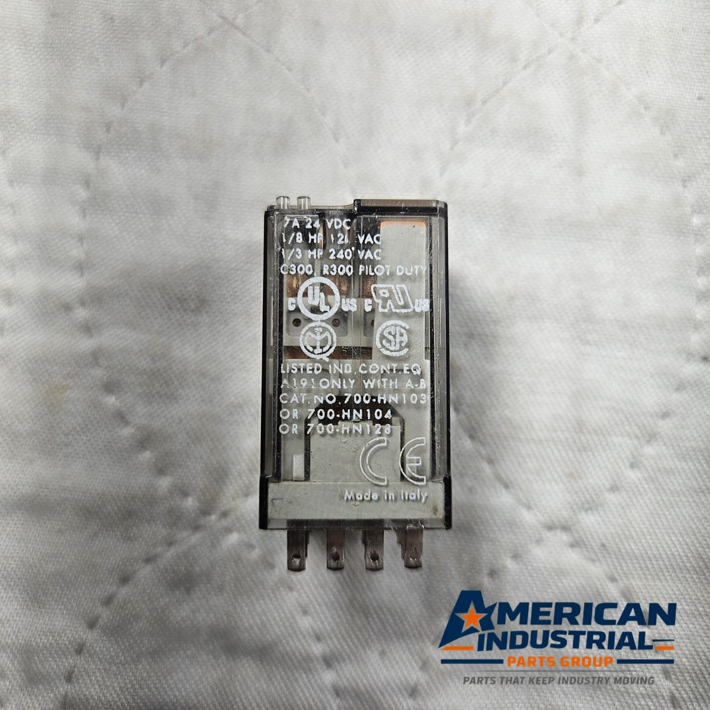 Allen-Bradley 700-HC24Z24-4 relay 24VDC 7A 4PDT plug-in for industrial control panels and automation systems