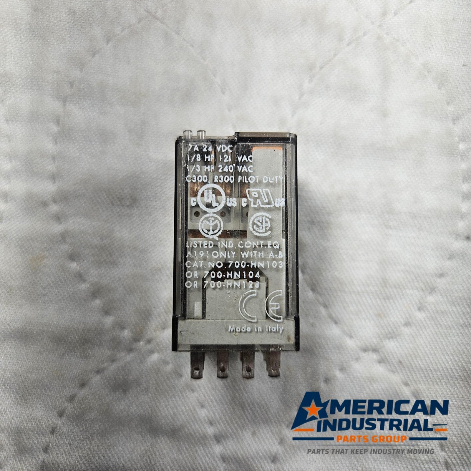 Allen-Bradley 700-HC24Z24-4 relay 24VDC 7A 4PDT plug-in for industrial control panels and automation systems