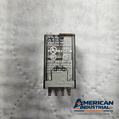 Allen-Bradley 700-HC24Z24-4 relay 24VDC 7A 4PDT plug-in for industrial control panels and automation systems
