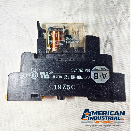 Allen-Bradley 700-HN121 relay with socket base 120VAC coil for industrial control panels and automation systems