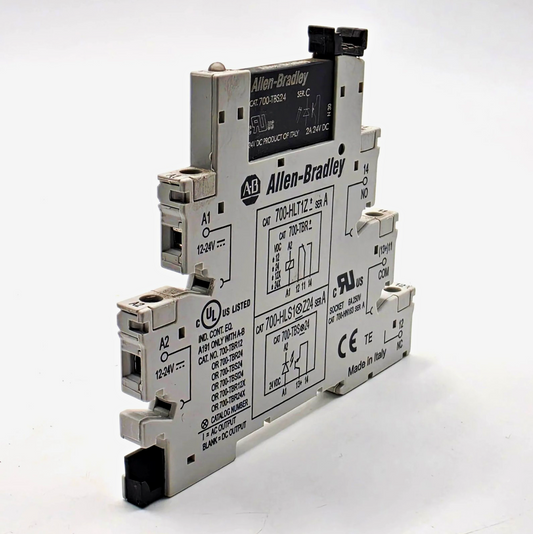 Allen-Bradley 700-TBS24 solid state relay 24VDC 2A with 700-HN163 DIN rail socket for control panels from American Industrial Parts Group