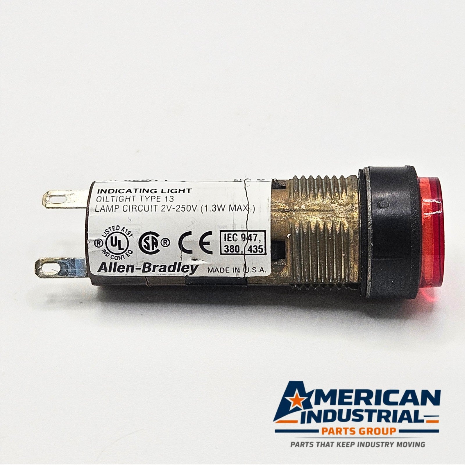 Allen-Bradley 800A-L Series B red pilot light 2V-250V for industrial control panels and automation systems