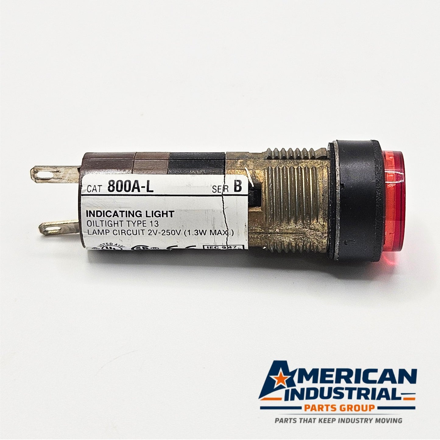 Allen-Bradley 800A-L Series B red pilot light 2V-250V for industrial control panels and automation systems
