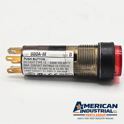 Allen-Bradley 800A-M Series B red illuminated push button switch 16mm for industrial control panels and motor control