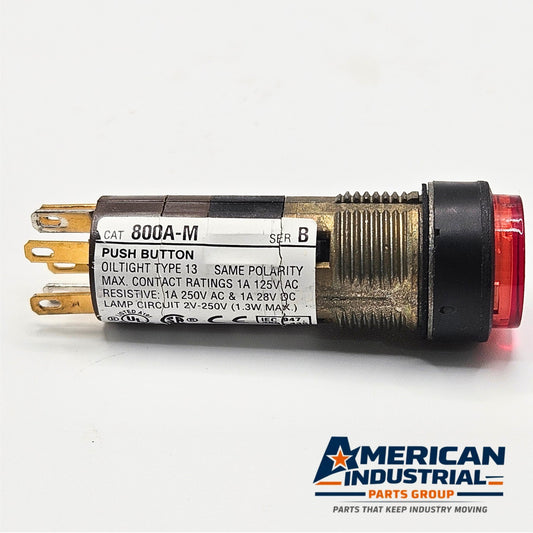 Allen-Bradley 800A-M Series B red illuminated push button switch 16mm for industrial control panels and motor control