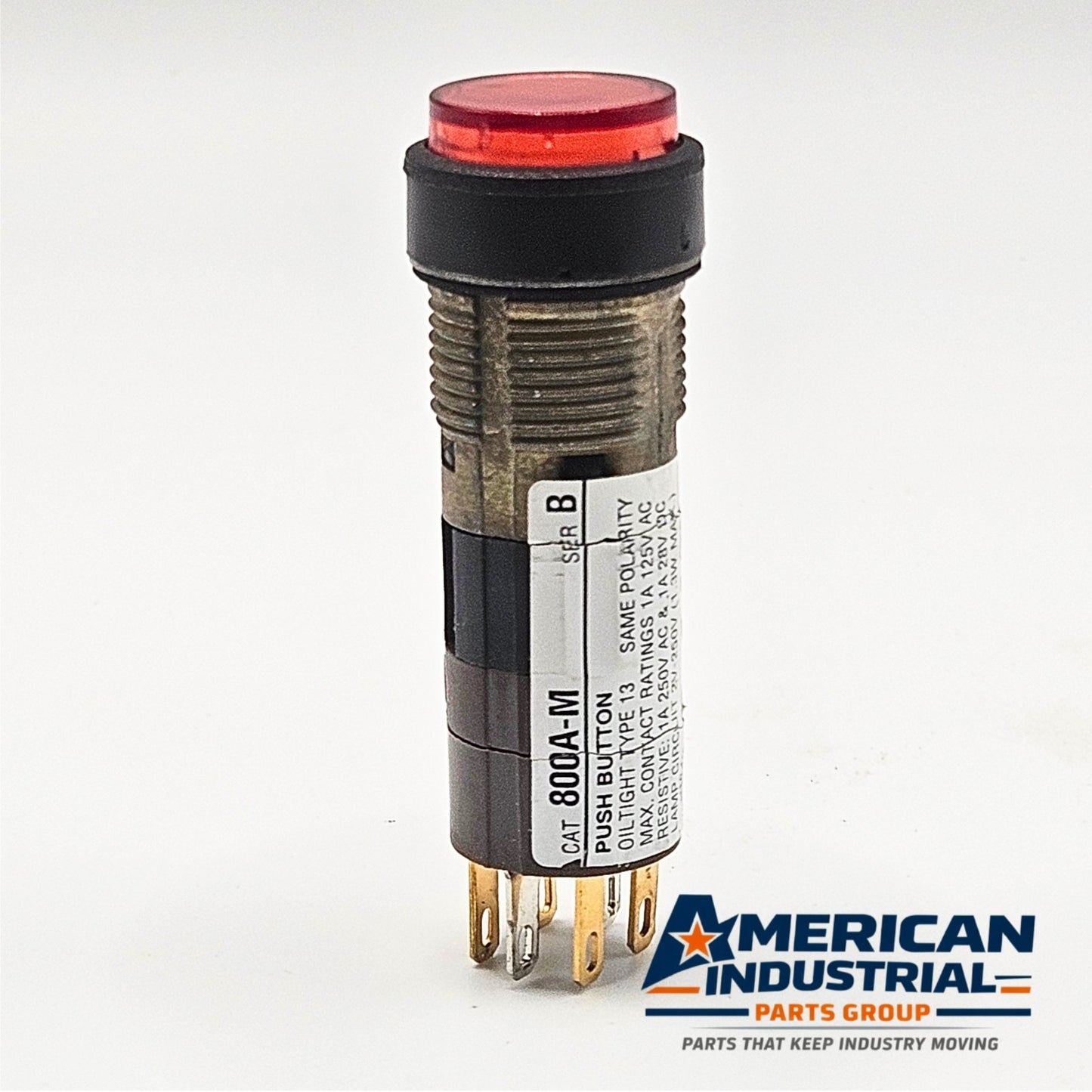 Allen-Bradley 800A-M Series B red illuminated push button switch 16mm for industrial control panels and motor control
