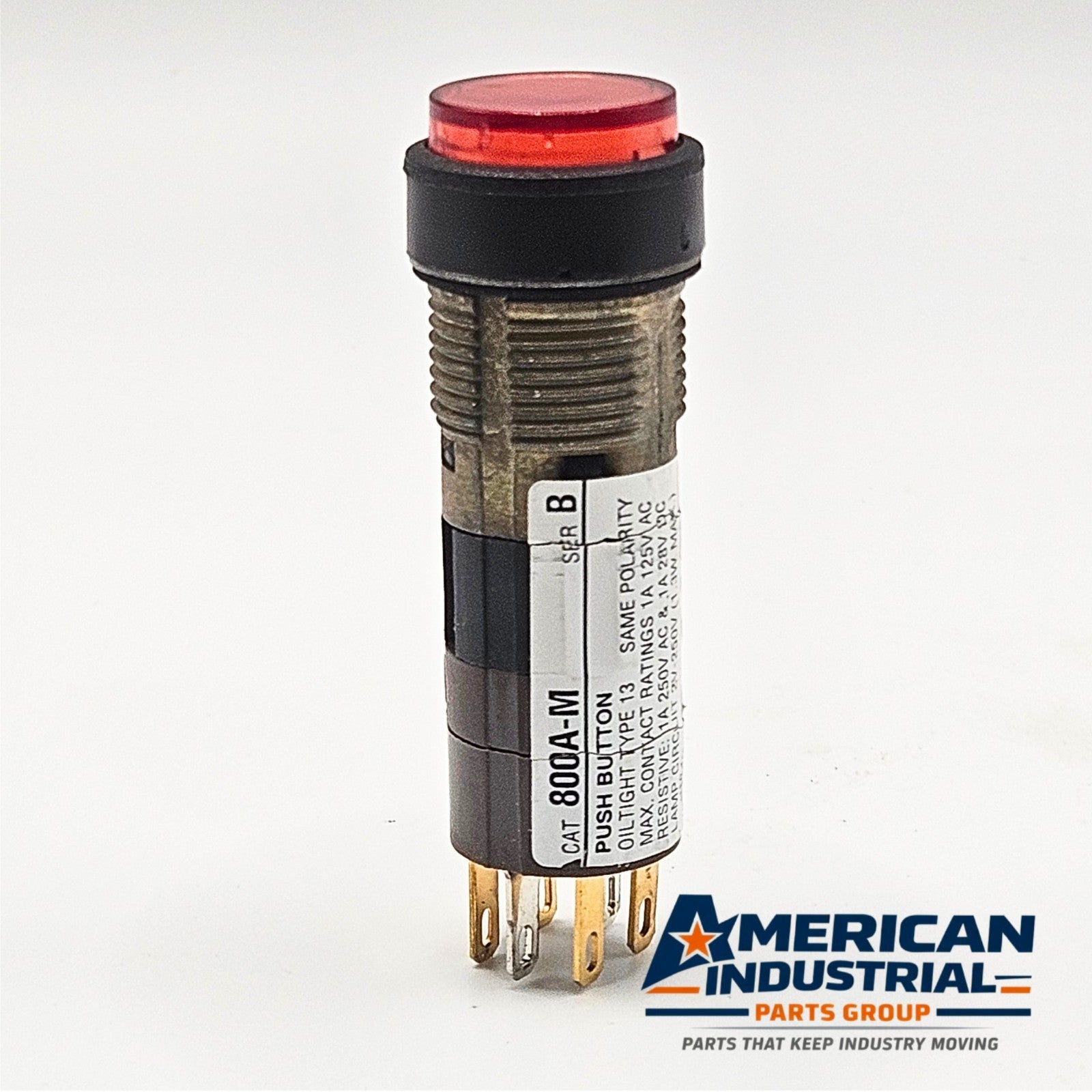 Allen-Bradley 800A-M Series B red illuminated push button switch 16mm for industrial control panels and motor control