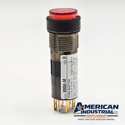 Allen-Bradley 800A-M Series B red illuminated push button switch 16mm for industrial control panels and motor control