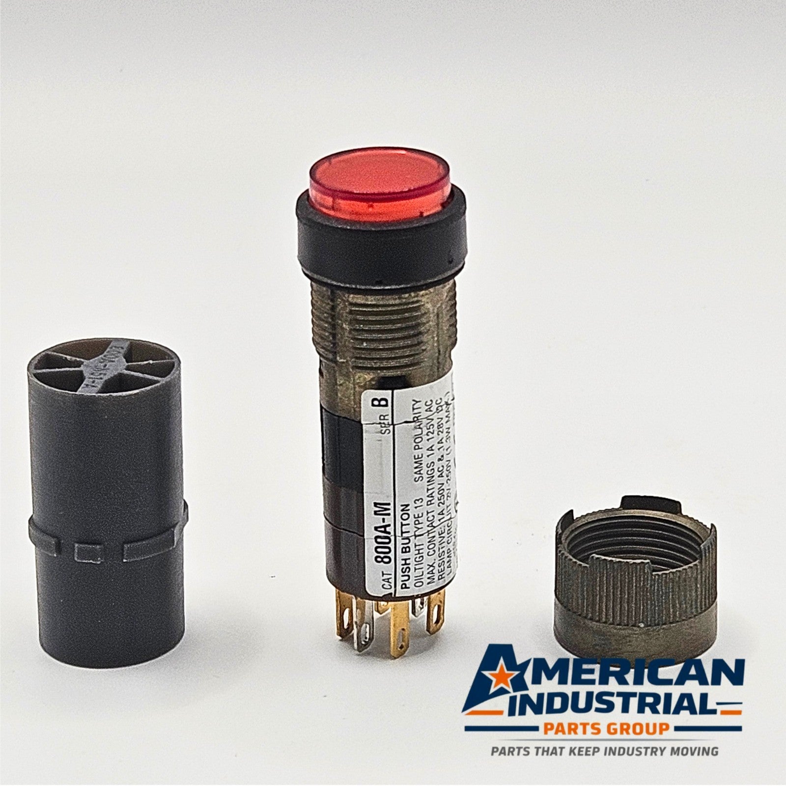 Allen-Bradley 800A-M Series B red illuminated push button switch 16mm for industrial control panels and motor control