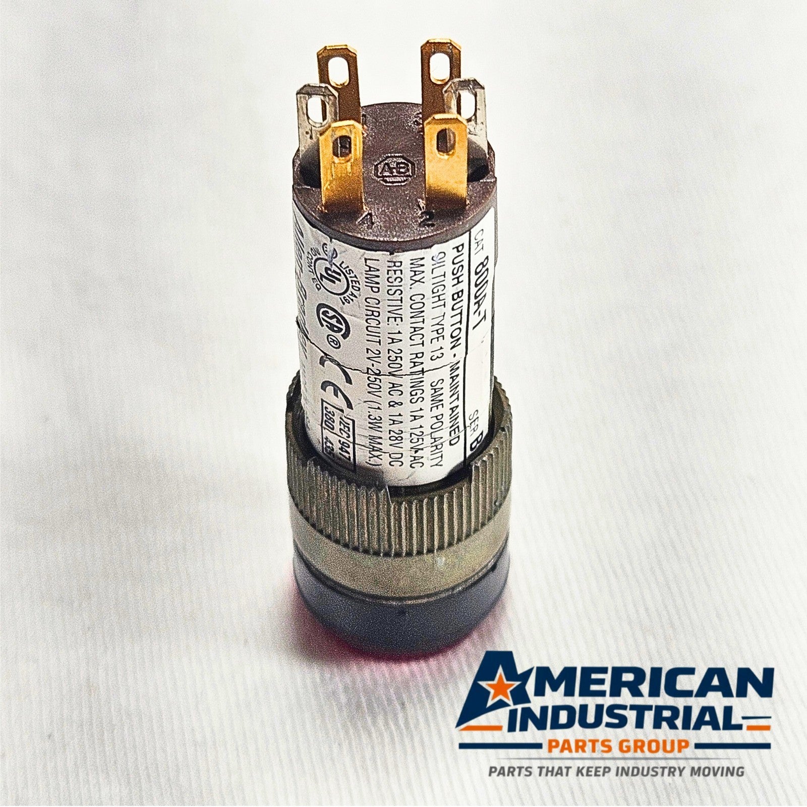 Allen-Bradley 800A-T Series B green maintained push button 30mm oil-tight for industrial control panels and motor control