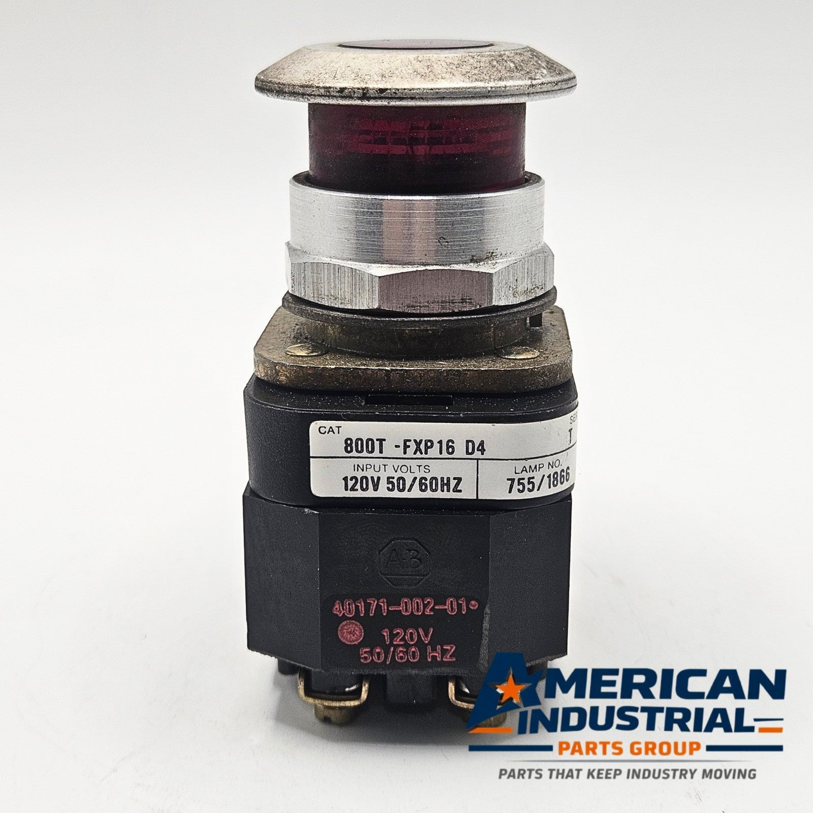 Allen-Bradley 800T-FXP16D4 red illuminated mushroom push-pull push button for industrial control panels and motor control systems