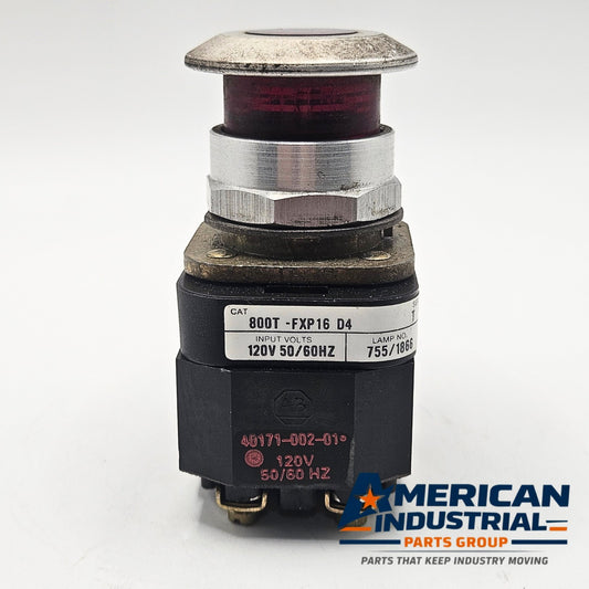 Allen-Bradley 800T-FXP16D4 red illuminated mushroom push-pull push button for industrial control panels and motor control systems