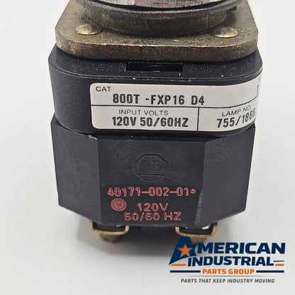 Allen-Bradley 800T-FXP16D4 red illuminated mushroom push-pull push button for industrial control panels and motor control systems