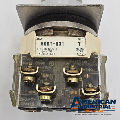 Allen-Bradley 800T-H31 30mm 2-position keyed selector switch NEMA 4/13 for industrial control panel operation