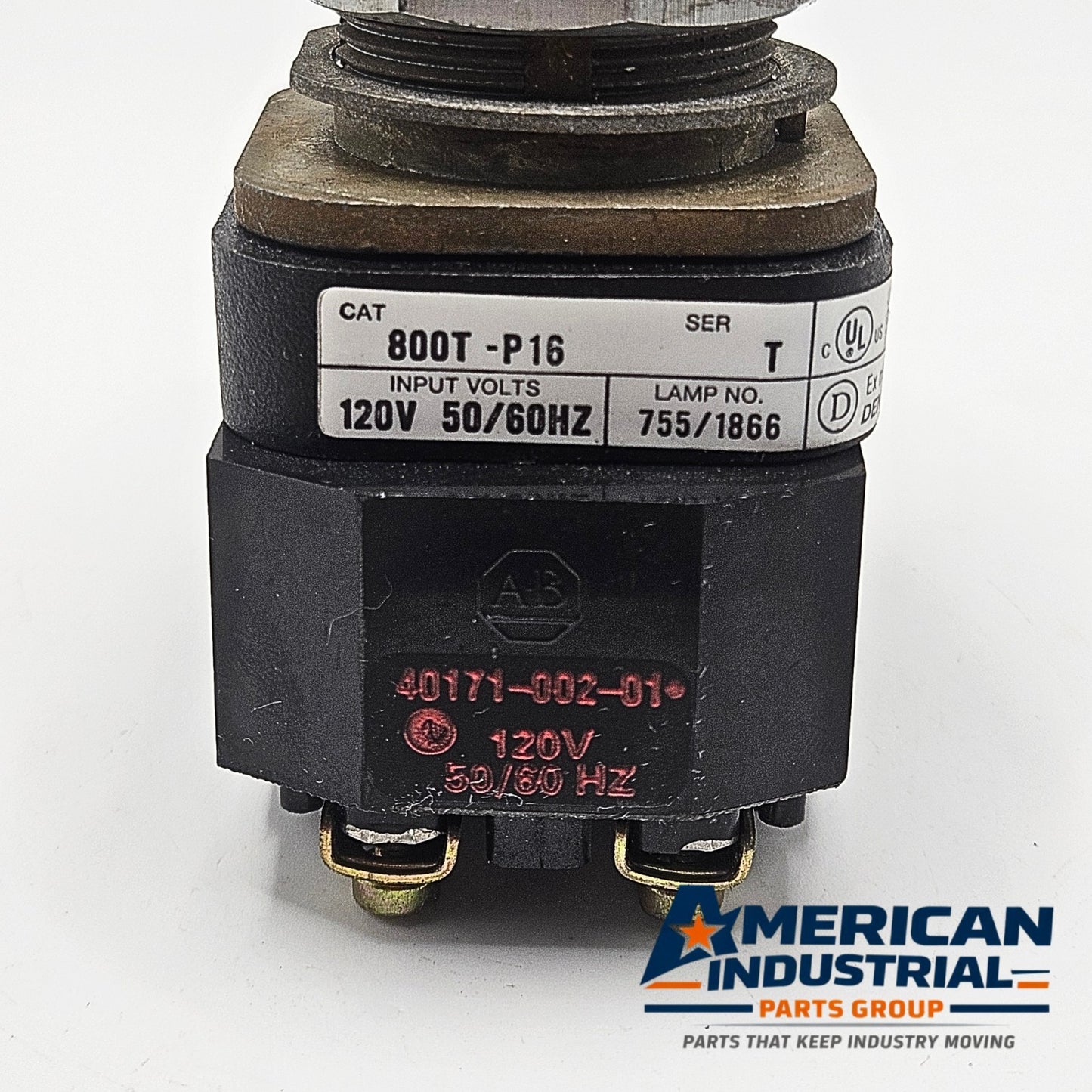 Allen-Bradley 800T-P16 Series T 30mm pilot light 120V white lens for industrial control panels and machine indication