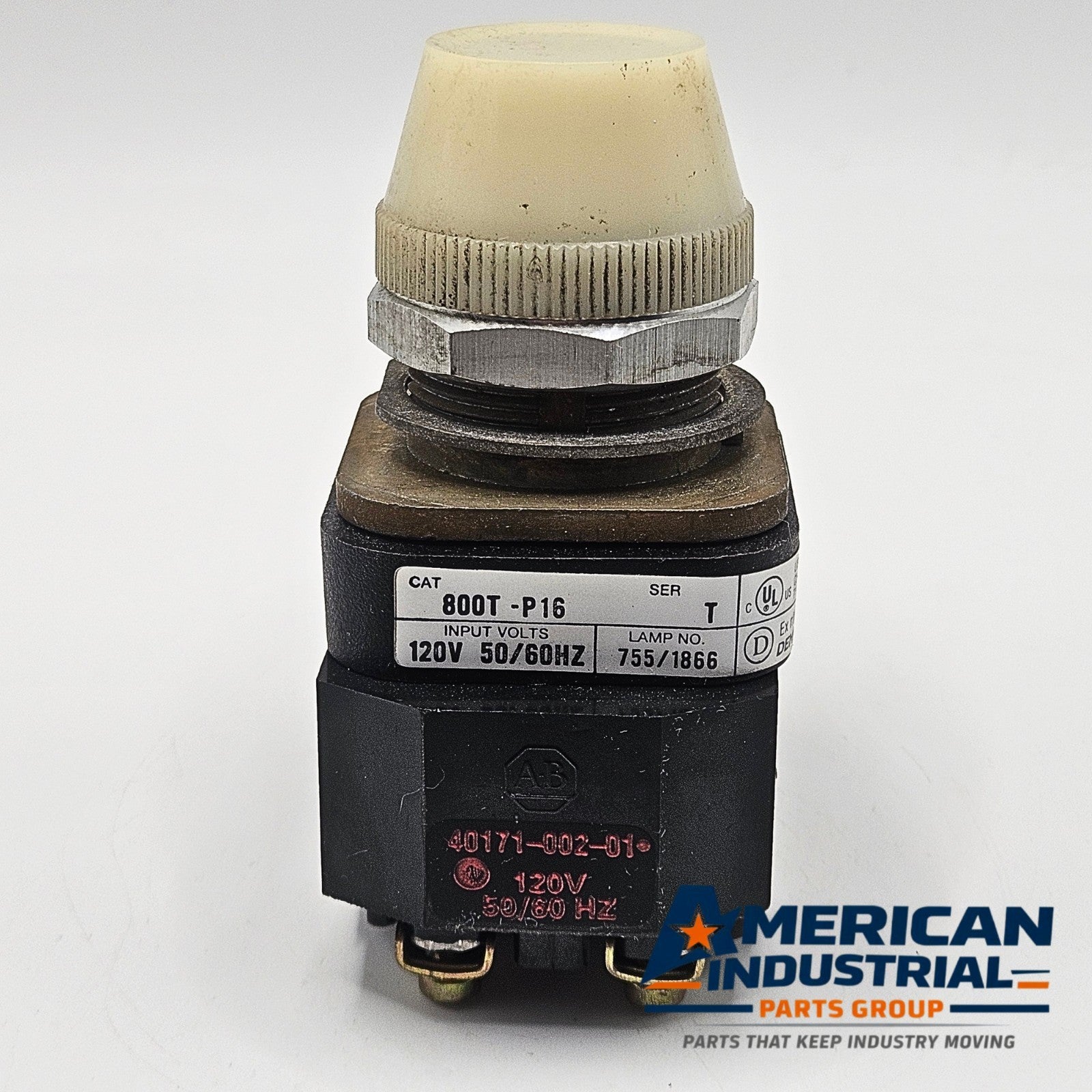 Allen-Bradley 800T-P16 Series T 30mm pilot light 120V white lens for industrial control panels and machine indication