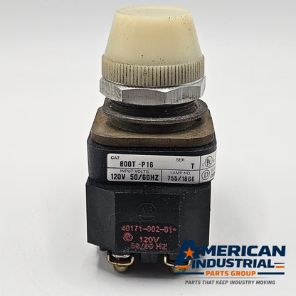 Allen-Bradley 800T-P16 Series T 30mm pilot light 120V white lens for industrial control panels and machine indication