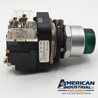 Allen-Bradley 800T-PT16 30mm push-to-test pilot light 120V NEMA 4/13 for industrial control panels and machine indication