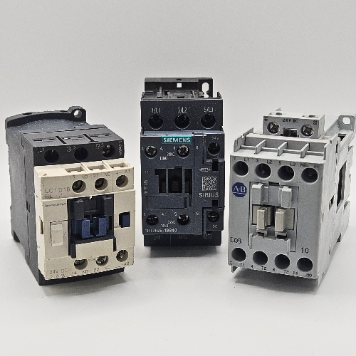 Multiple industrial contactors from Allen-Bradley, Siemens, and Telemecanique, offered by American Industrial Parts Group.