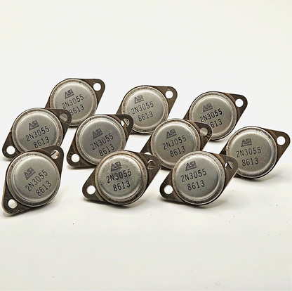 Lot of 10 ASI 2N3055 NPN silicon power transistors TO-3 60V 15A 115W for power supply and audio amplifier repair