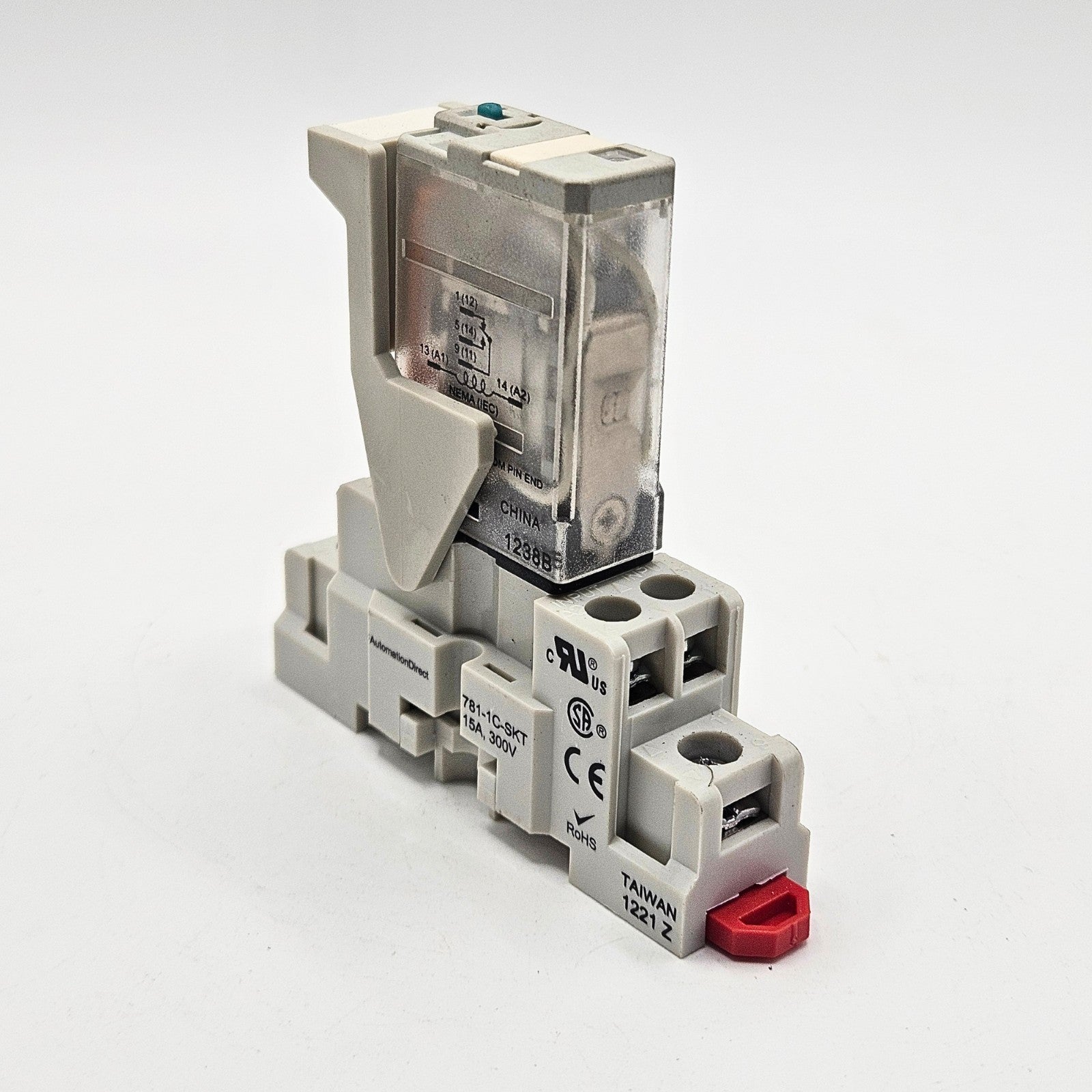 AutomationDirect 781-1C-24D relay with 781-1C-SKT socket 24VDC 15A for industrial control panels and automation systems