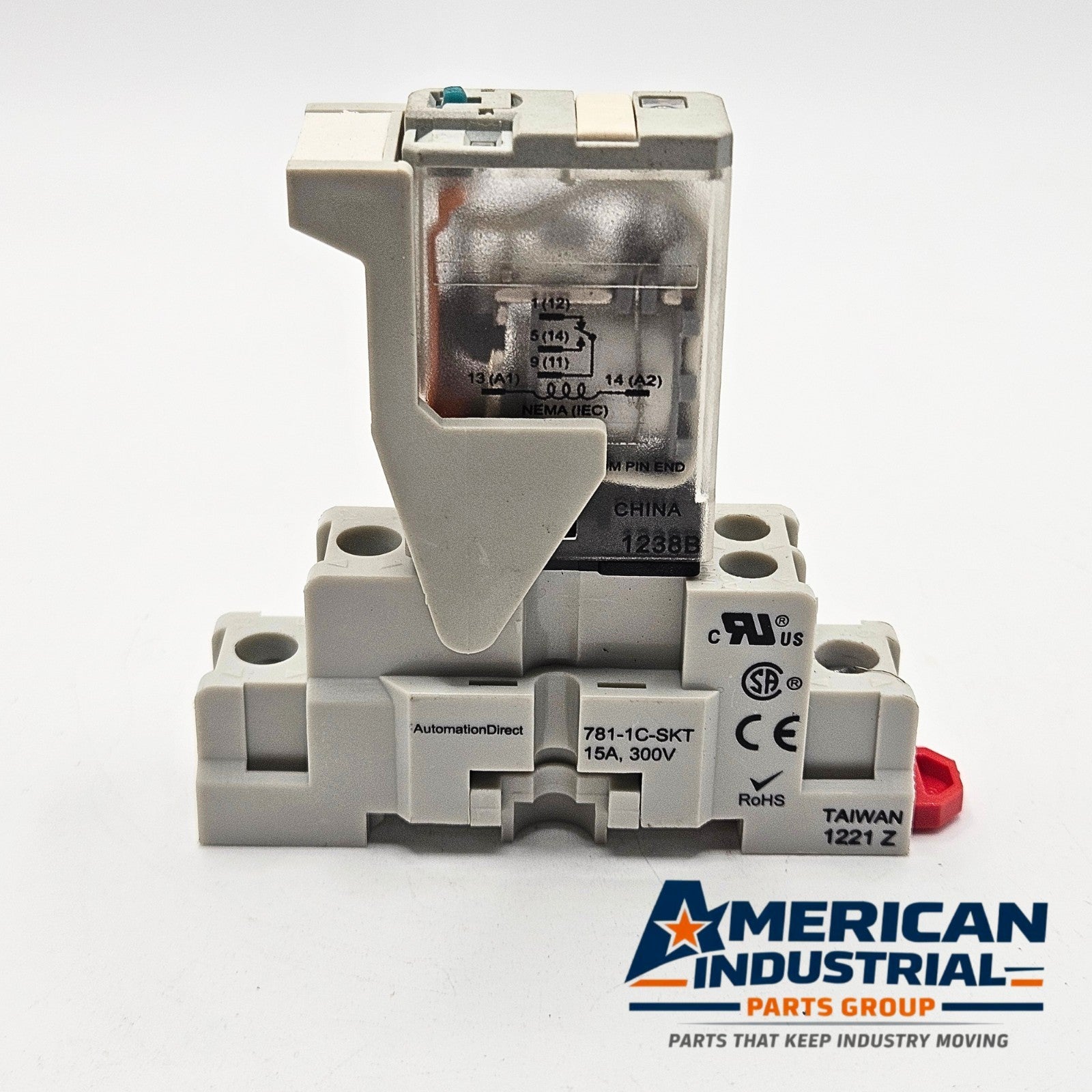 AutomationDirect 781-1C-24D relay with 781-1C-SKT socket 24VDC 15A for industrial control panels and automation systems