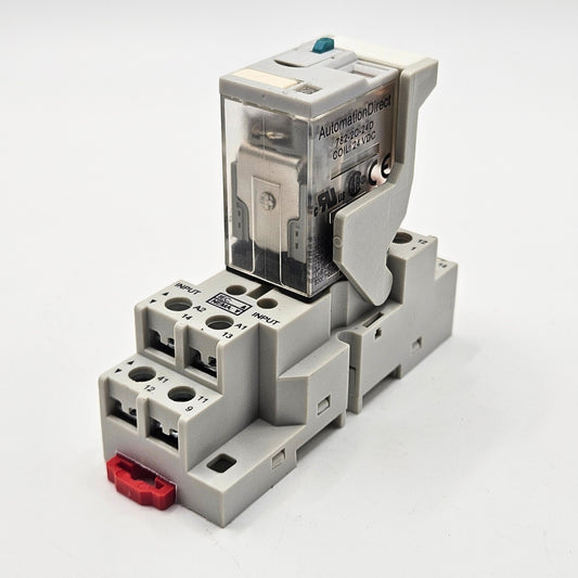 AutomationDirect 782-2C-24D relay with 782-2C-SKT socket base 24VDC 8-pin for industrial control panels and automation systems