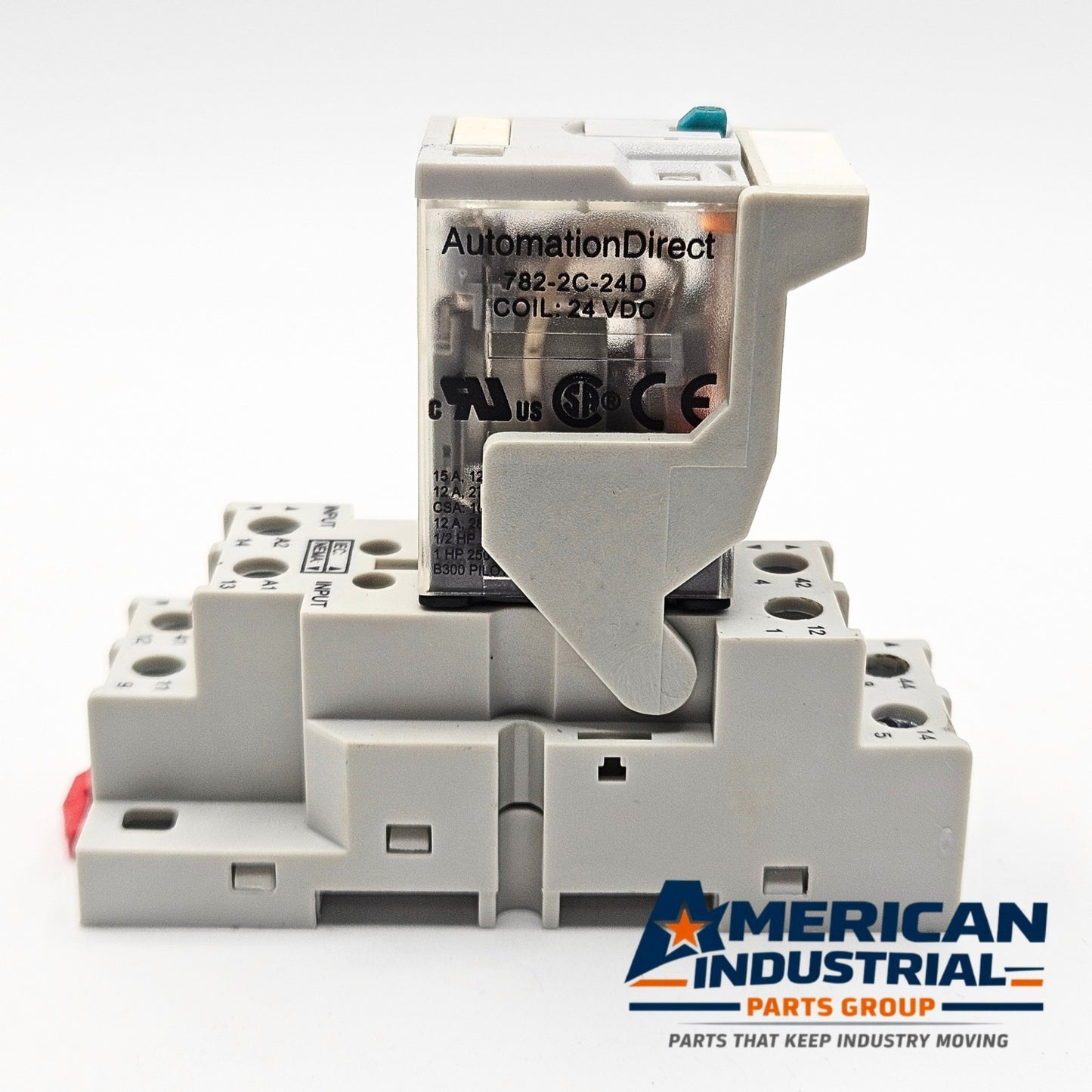 AutomationDirect 782-2C-24D relay with 782-2C-SKT socket base 24VDC 8-pin for industrial control panels and automation systems