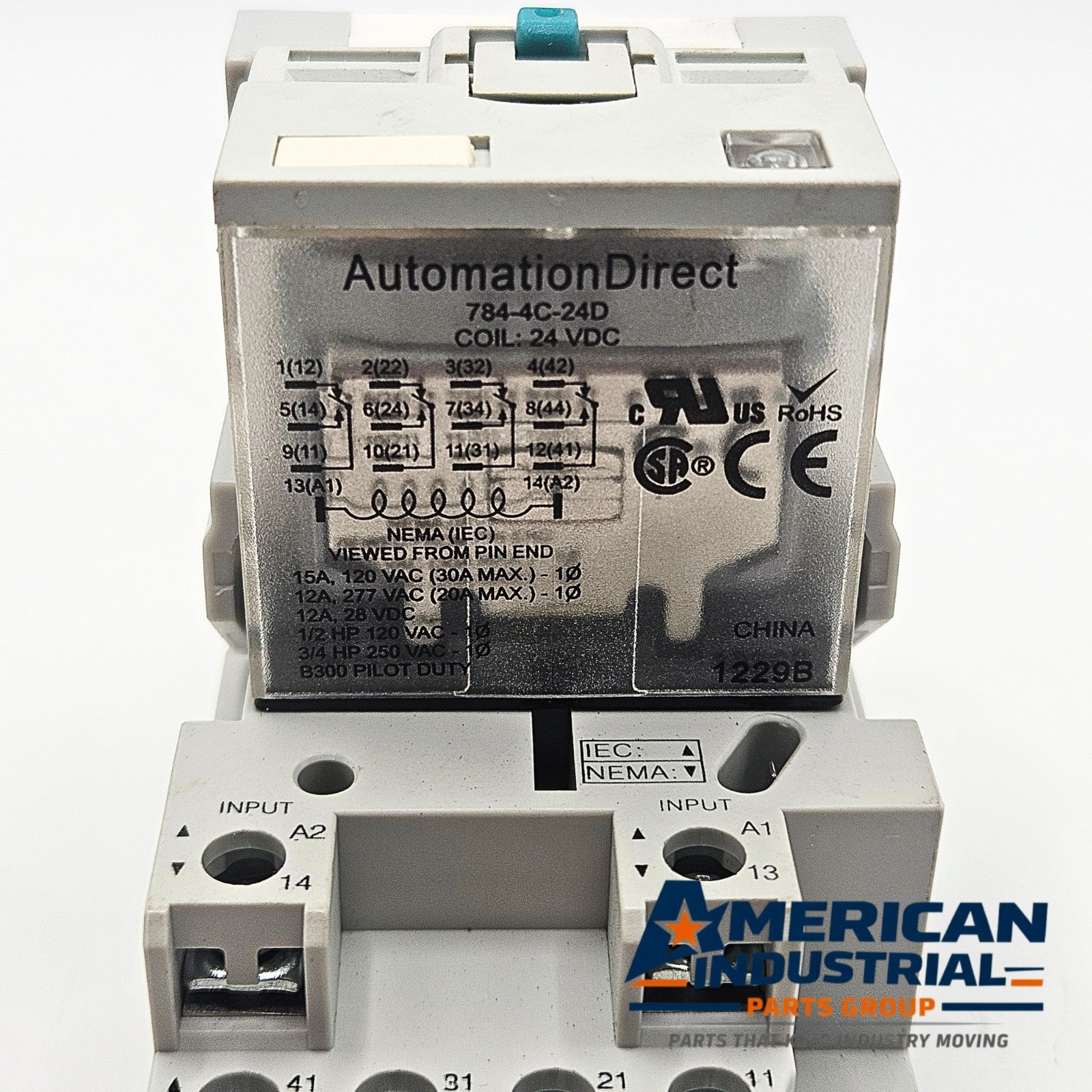 AutomationDirect 784-4C-24D 4PDT relay with 784-4C-SKT-1 socket 24VDC for industrial control panels and automation systems