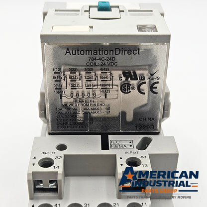 AutomationDirect 784-4C-24D 4PDT relay with 784-4C-SKT-1 socket 24VDC for industrial control panels and automation systems