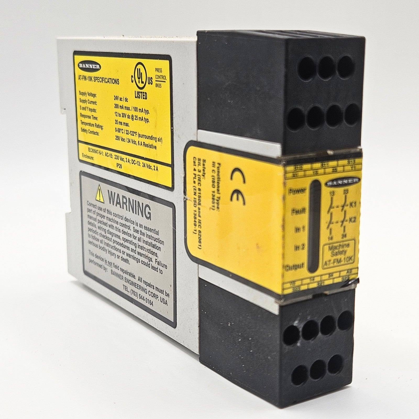Banner AT-FM-10K machine safety relay for industrial automation and MRO applications. American Industrial Parts Group.