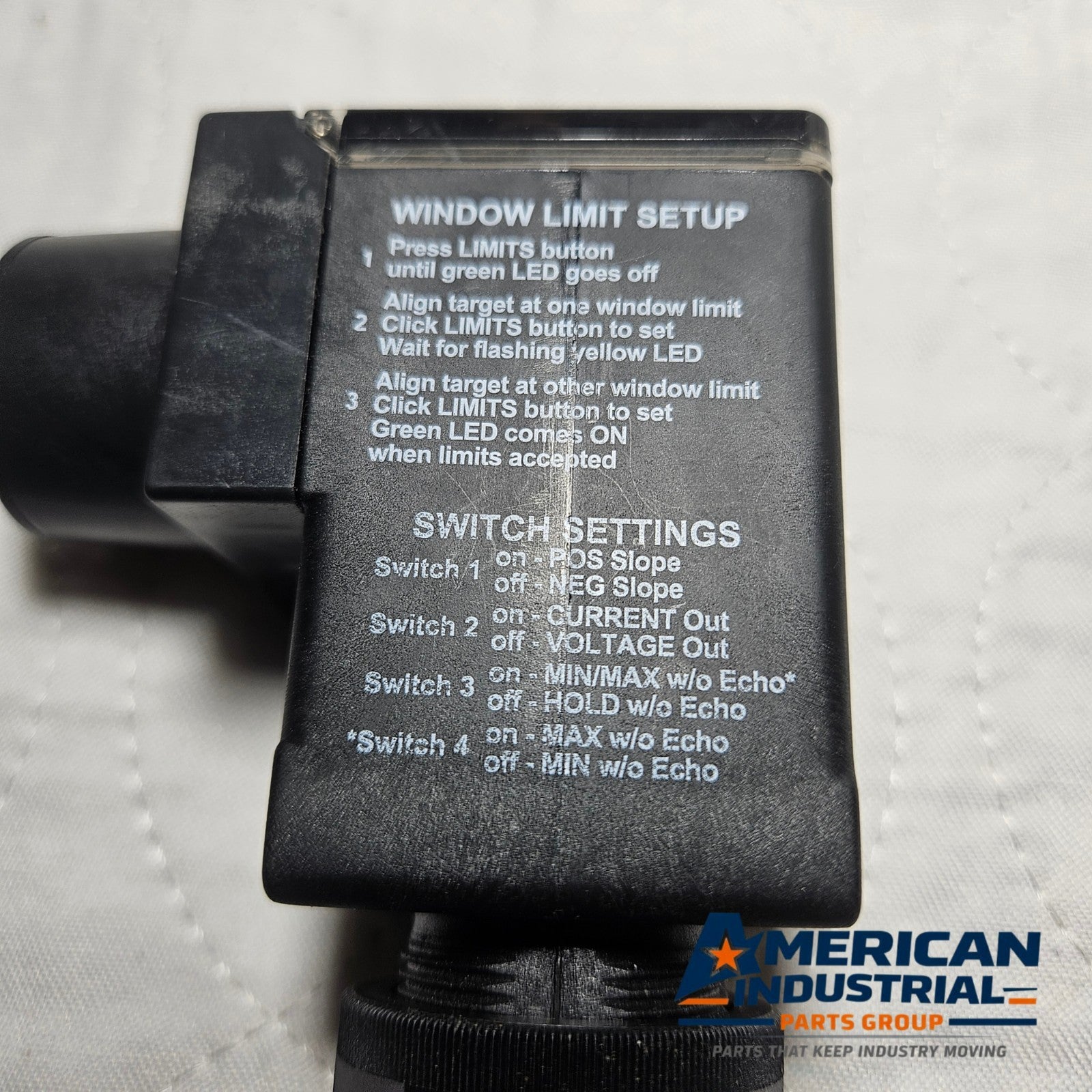 Banner ultrasonic sensor for industrial automation and MRO applications. American Industrial Parts Group.