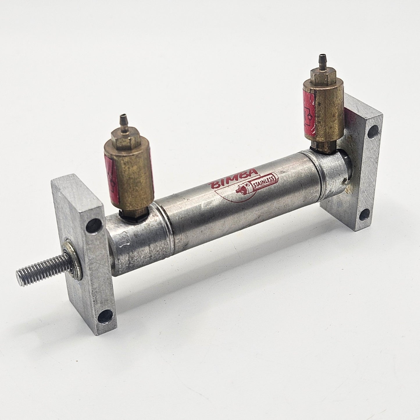 Bimba pneumatic air cylinder with flow controls for industrial automation and MRO applications. American Industrial Parts Group.