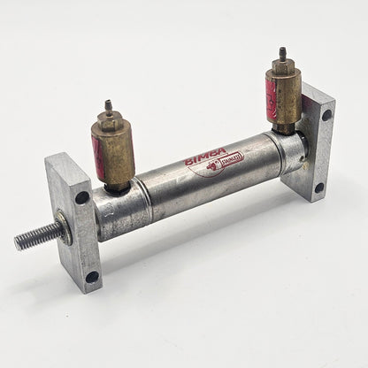 Bimba pneumatic air cylinder with flow controls for industrial automation and MRO applications. American Industrial Parts Group.