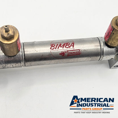 Bimba pneumatic air cylinder with flow controls for industrial automation and MRO applications. American Industrial Parts Group.