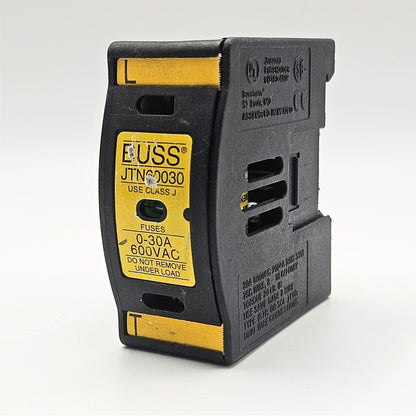 Bussmann JTN60030 Class J fuse holder 30A 600VAC DIN rail for industrial electrical panels and MRO applications