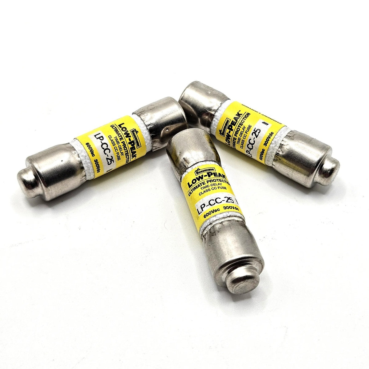 Bussmann LP-CC-25 25A 600VAC Class CC dual-element time-delay fuse for industrial circuit protection