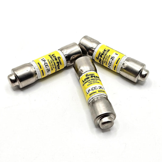 Bussmann LP-CC-25 25A 600VAC Class CC dual-element time-delay fuse for industrial circuit protection