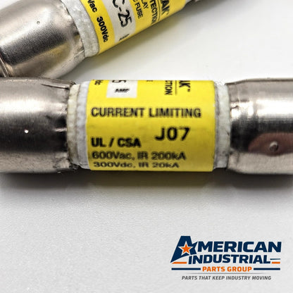 Bussmann LP-CC-25 25A 600VAC Class CC dual-element time-delay fuse for industrial circuit protection
