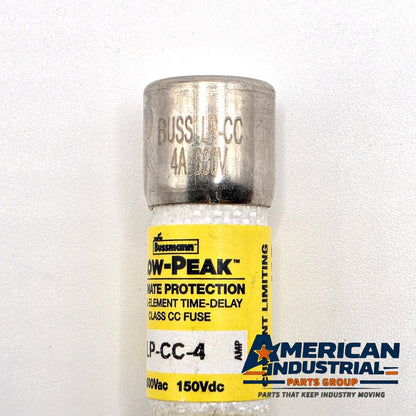 Bussmann LP-CC-4 Low-Peak 4A 600VAC Class CC time-delay fuse for control transformer and motor circuit protection from American Industrial Parts Group
