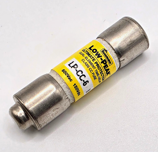 Bussmann LP-CC-6 Low-Peak 6A 600VAC Class CC time-delay fuse for control transformer and motor circuit protection from American Industrial Parts Group